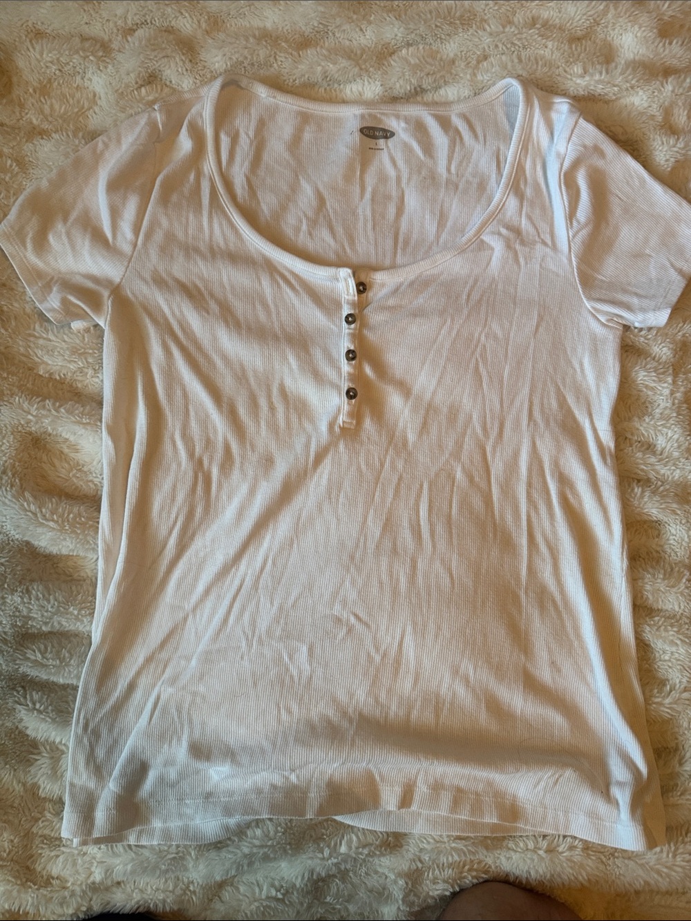 Old Navy White Scoop-Neck Henley Tee